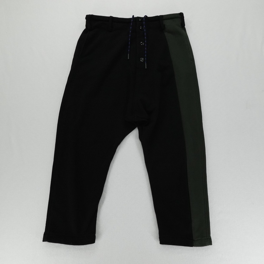 Roucha Fleece Pants Womens Medium Black Green Drawstring Cropped